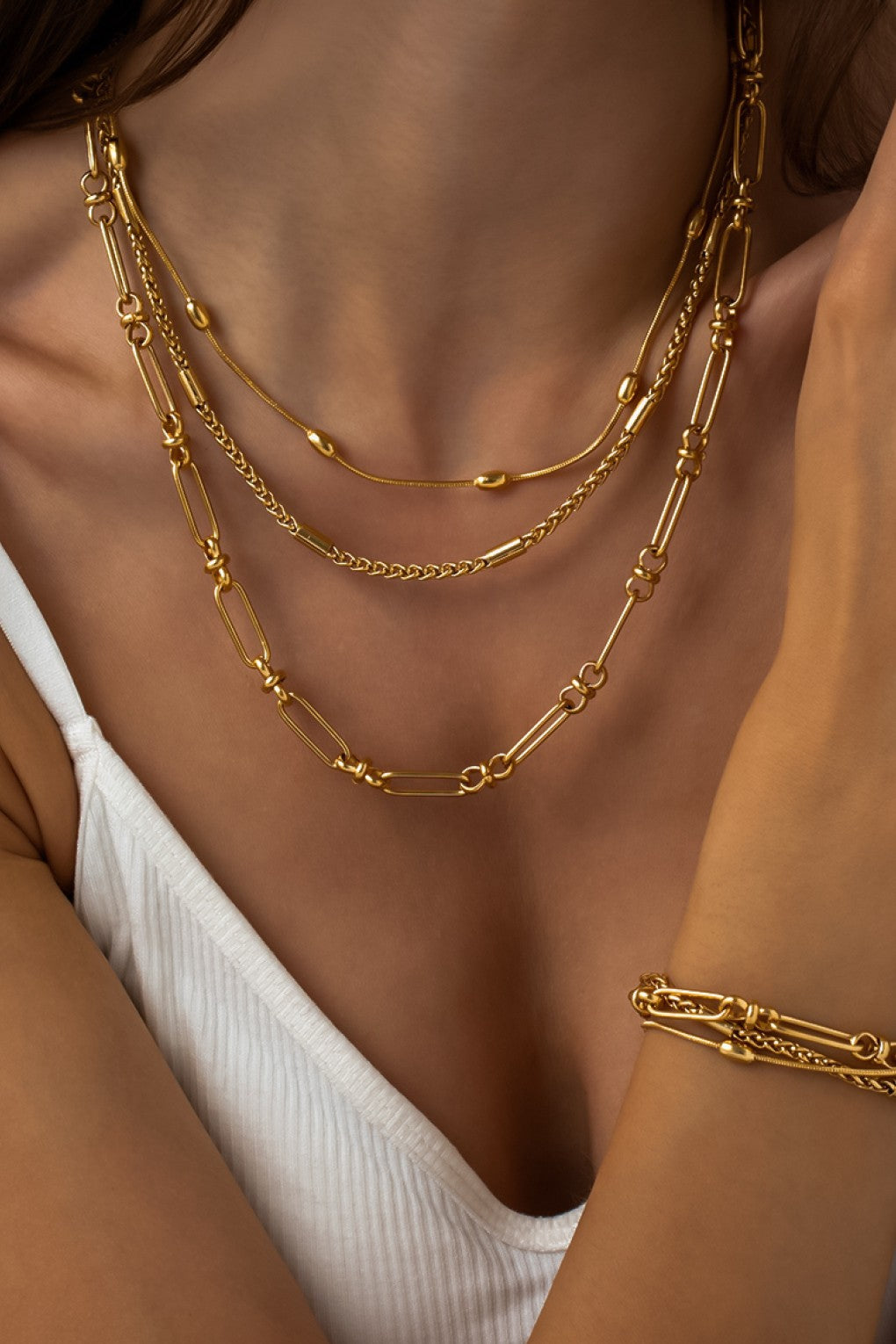Triple Layered Chunky Chain Necklace