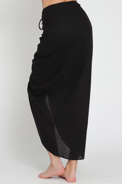 Linen Gathered Midi Skirt
