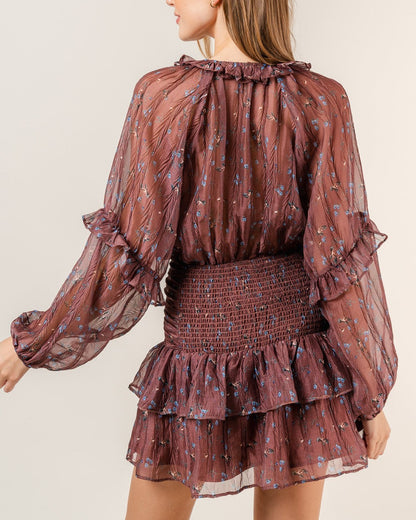 Smocked Button Mini Dress