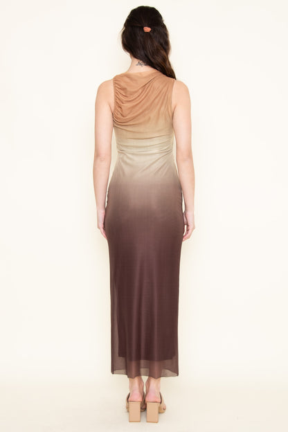 Ombre Sleeveless Ruched Dress