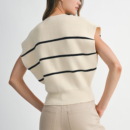 Stripe Button Down Knit Vest
