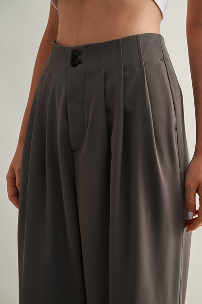 High Waisted Front Pleated Trousers