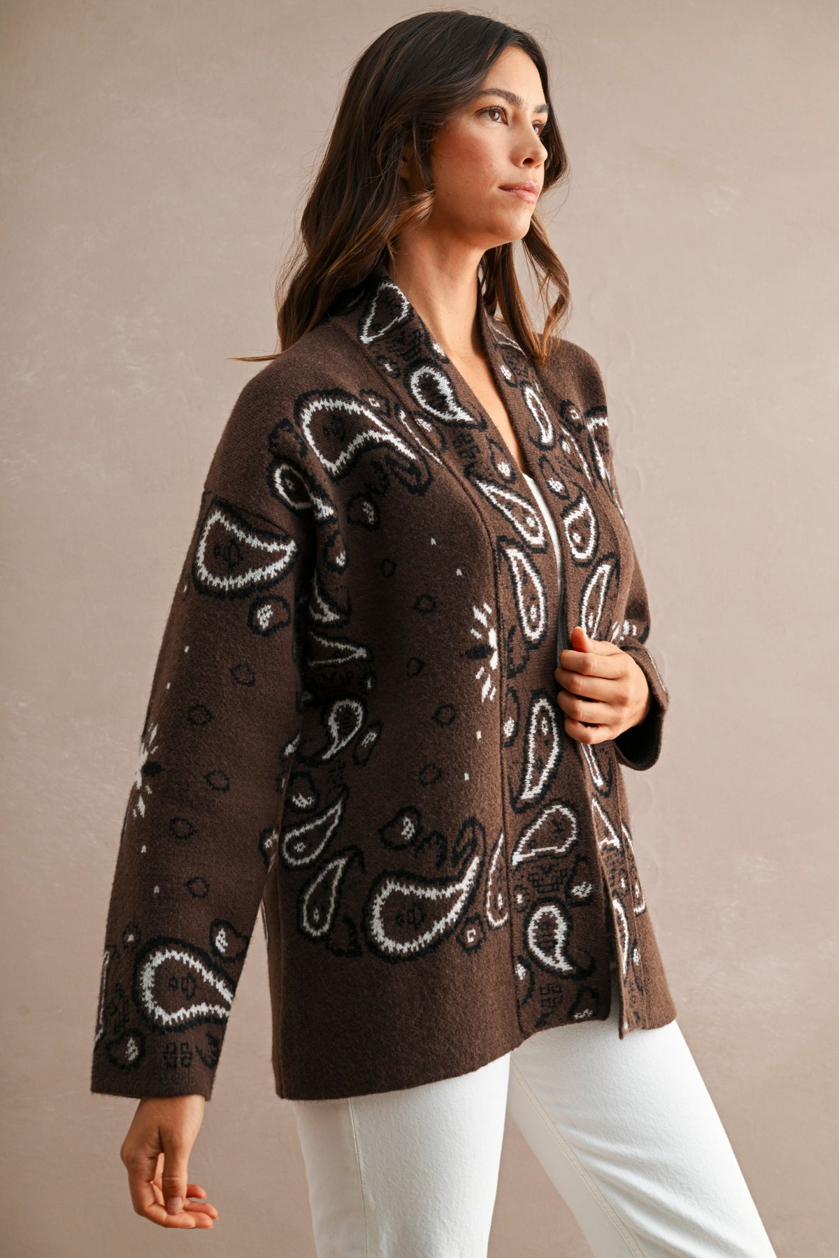Paisley Pattern Knit Cardigan