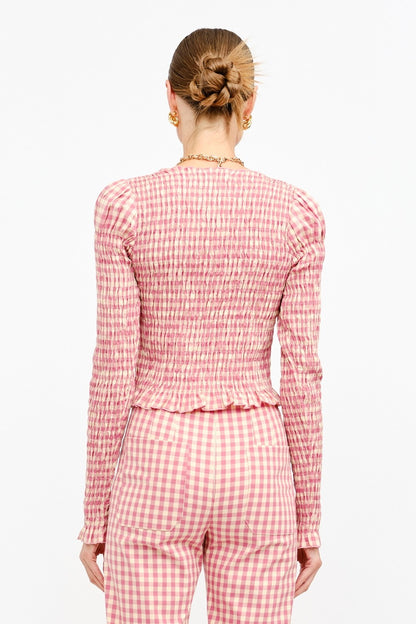 Ashton Gingham Smocked Top